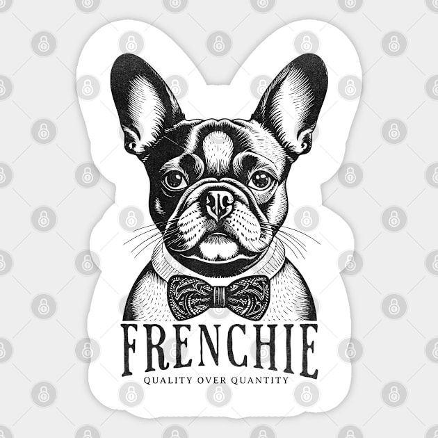 Frenchie Dog Vintage illustration Textured French Bulldog Retro Art Sticker by Tintedturtles
